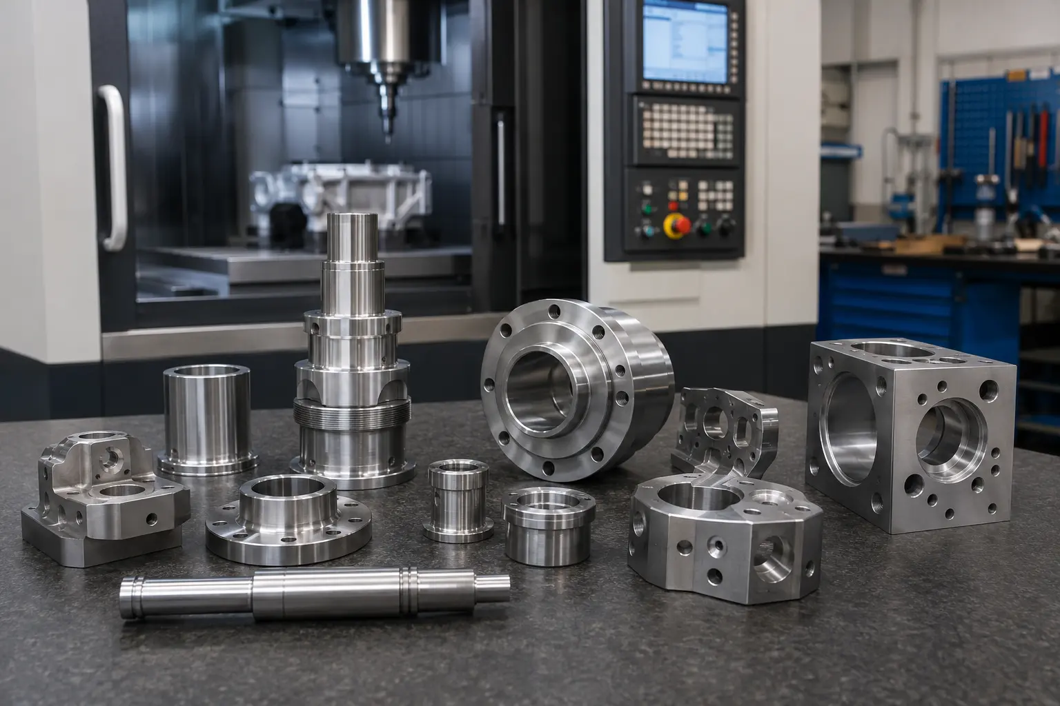 Precision CNC-machined steel and aluminium machine components
